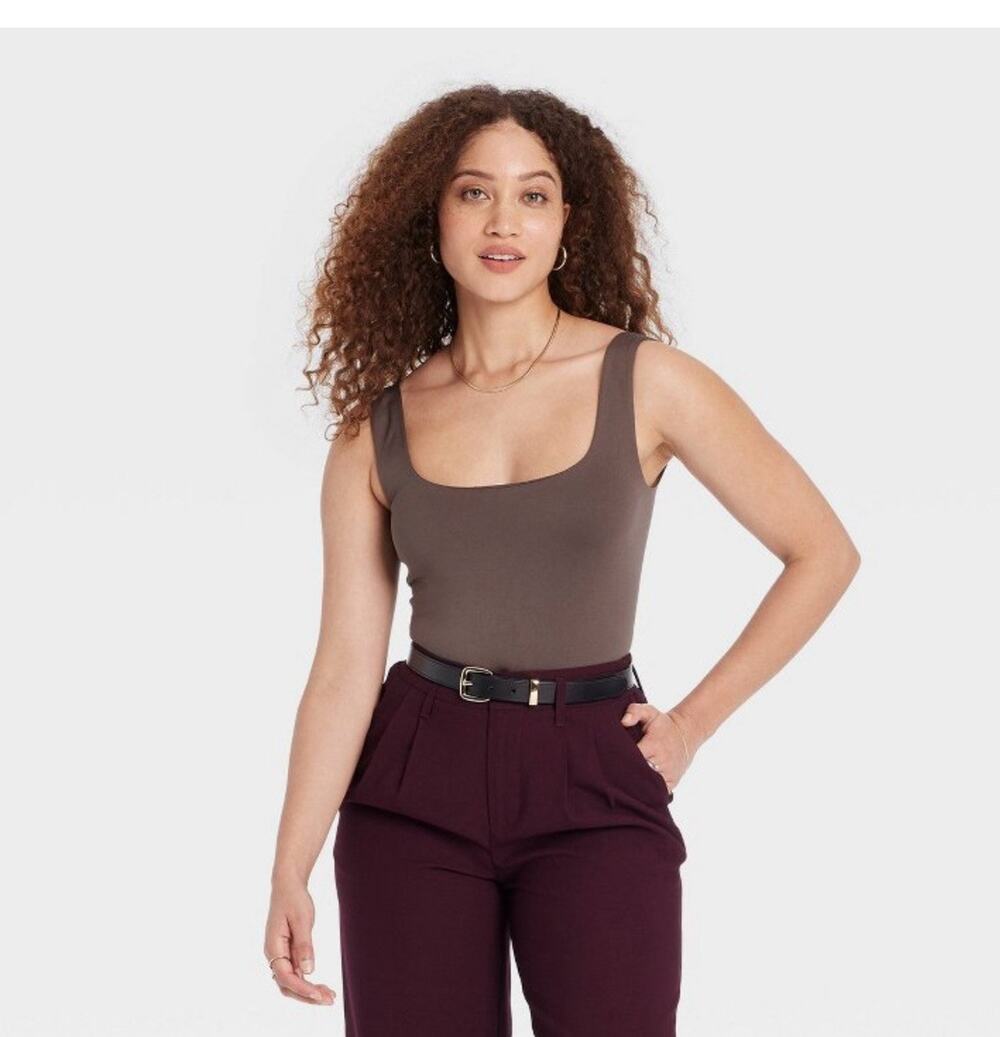 Women's Seamless Tank Bodysuit - A New Day™ Light Brown M NWT